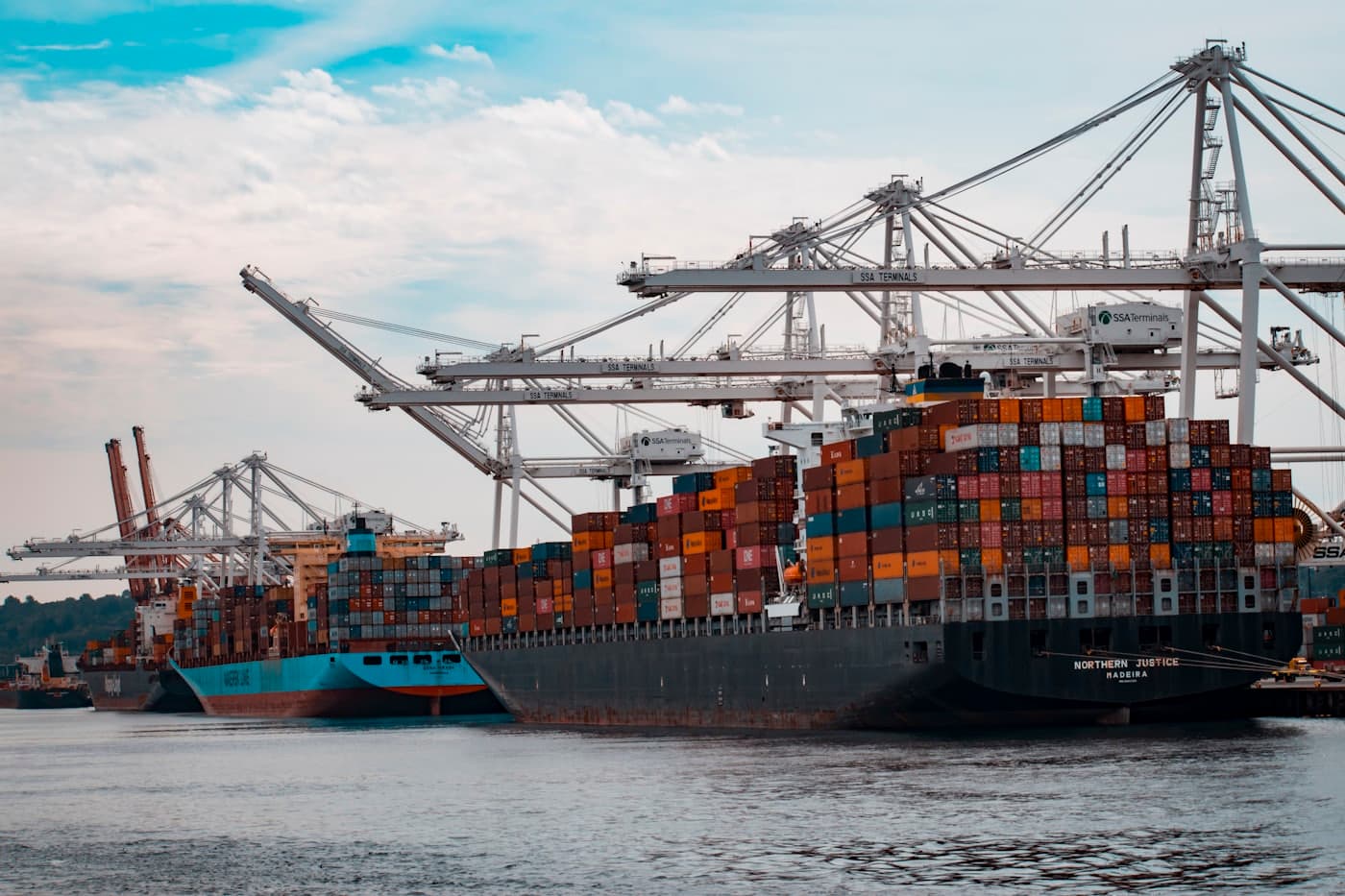 Cargo ship at a port